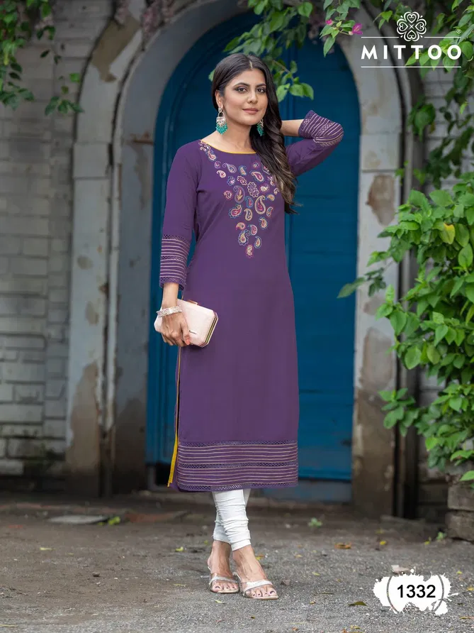 Palak Vol 39 By Mittoo Rayon Embroidery Wholesale Kurtis Suppliers In Mumbai